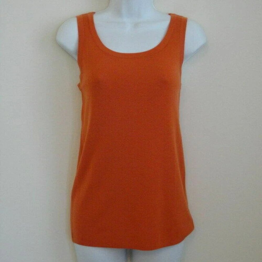 NWT AKRIS Chili Orange Wool Round Neck Sleeveless Knit Top 10